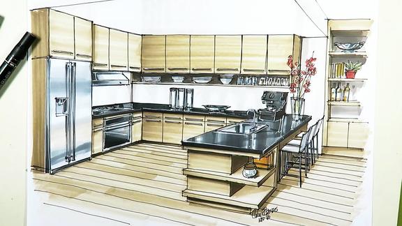 室内设计厨房手绘效果图手绘教程