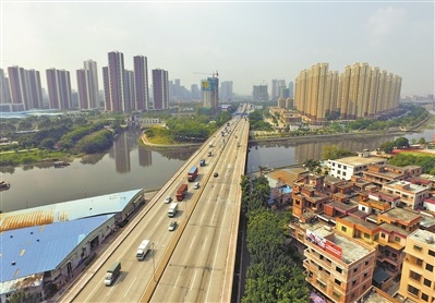 广佛交界处的五丫口大桥 广州日报全媒体记者龙成通摄文/广州日报全