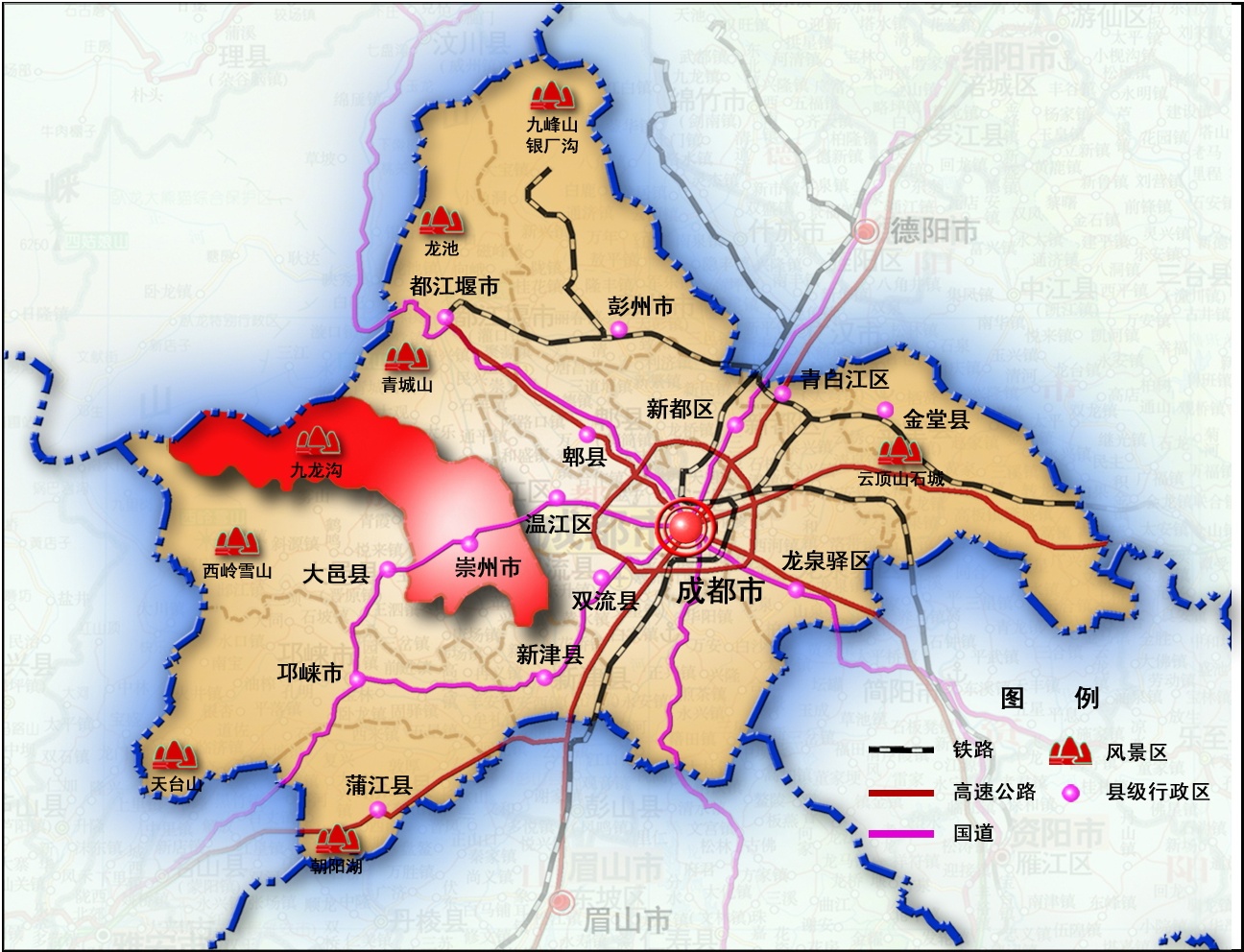 崇州市区地图图片