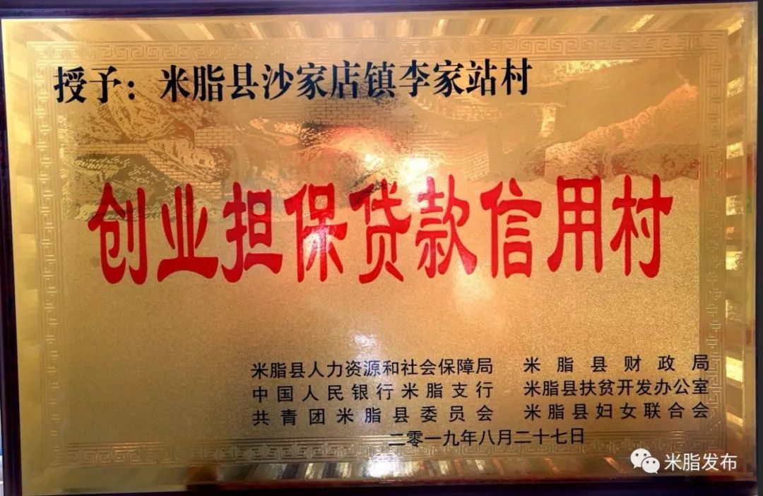 县人社局在李家站村举行"创业担保贷款信用村"授牌仪式