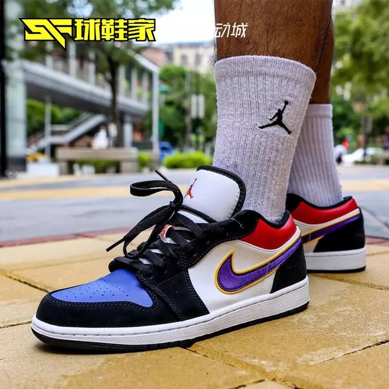 air jordan   low top3 黑蓝湖人