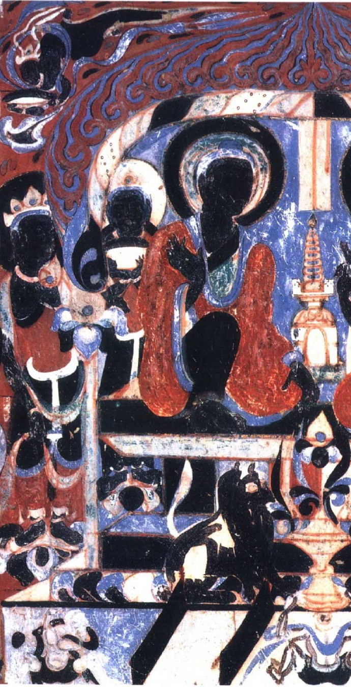 【敦煌石窟】隋-303窟:倒塔状中心柱,人字坡横幅画《法华经变》【高清