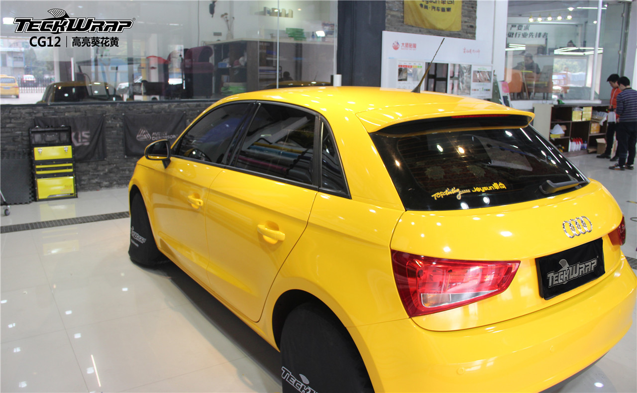 亮眼新风尚奥迪a1携乘teckwrap美国秃鹰的cg12高亮葵花黄
