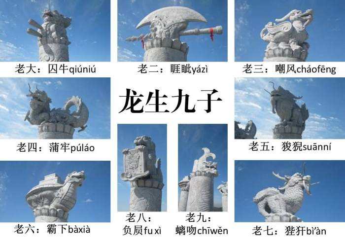 但是大家公认的一种说法是:老大囚牛,老二睚眦,老三嘲风,老四蒲牢