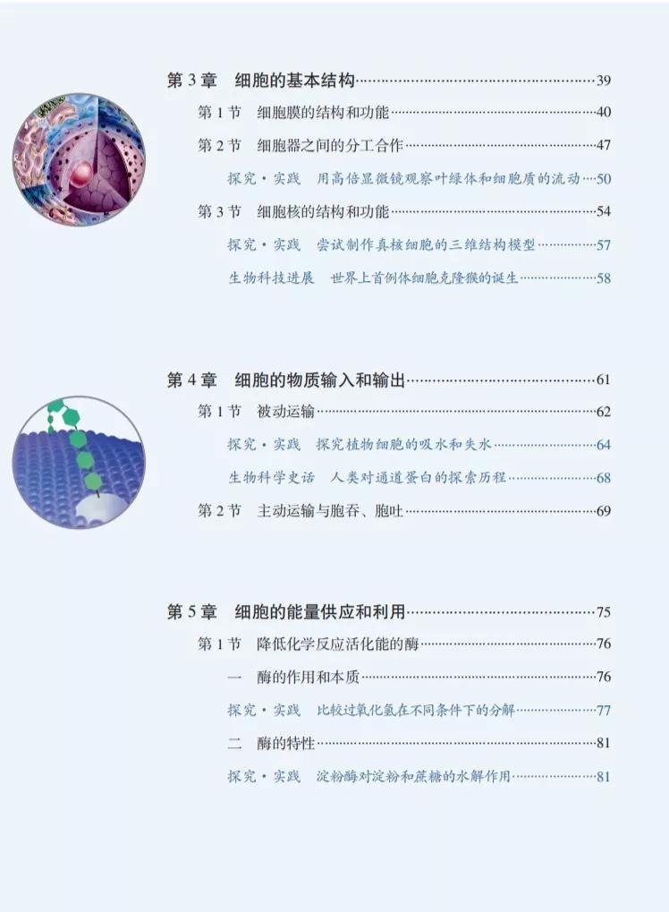 高中生物必修一目录图图片