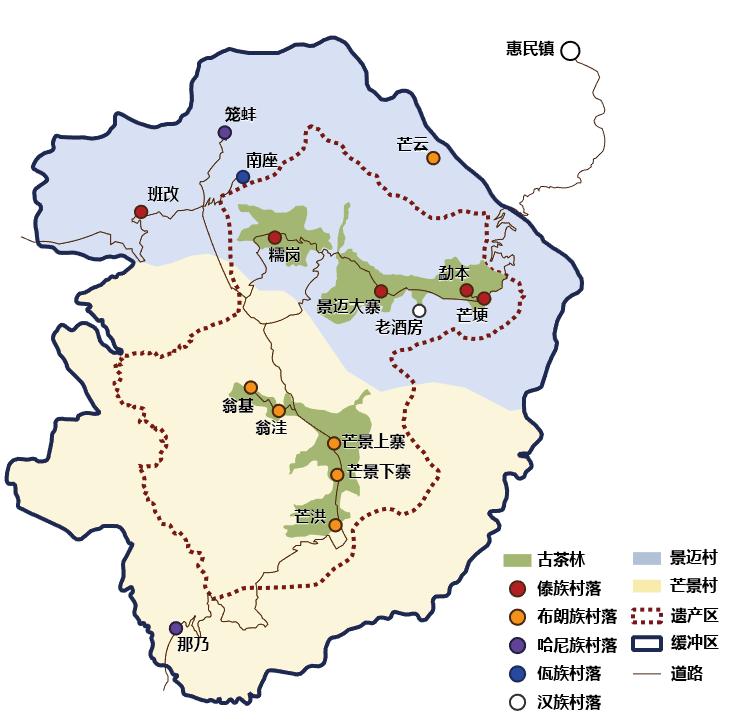 景迈山位于云南省普洱市澜沧县惠民镇,包括景迈,芒景,芒云3个行政村