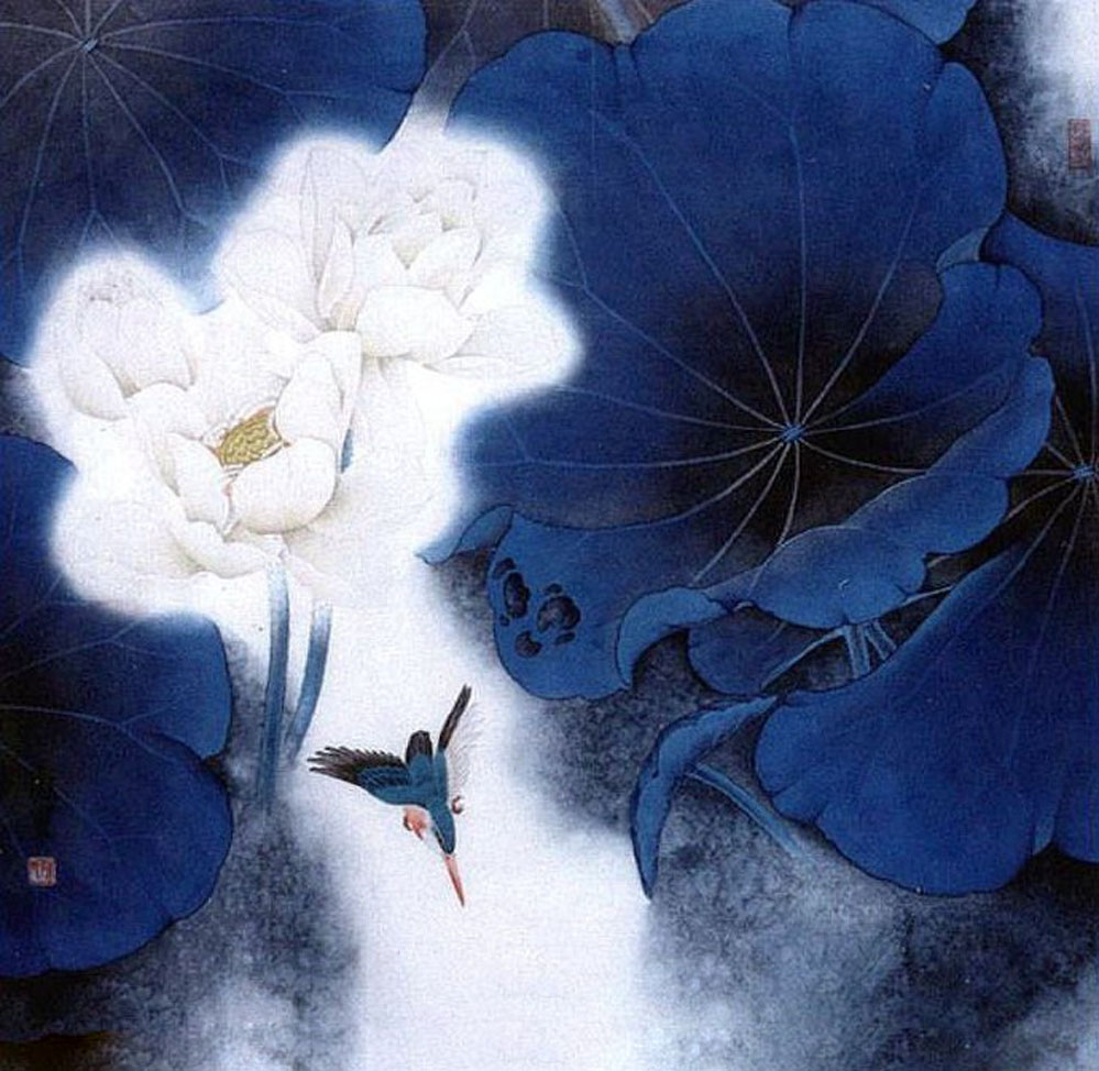 陈拥军画家《牡丹寿带鸟 色彩艳不俗》