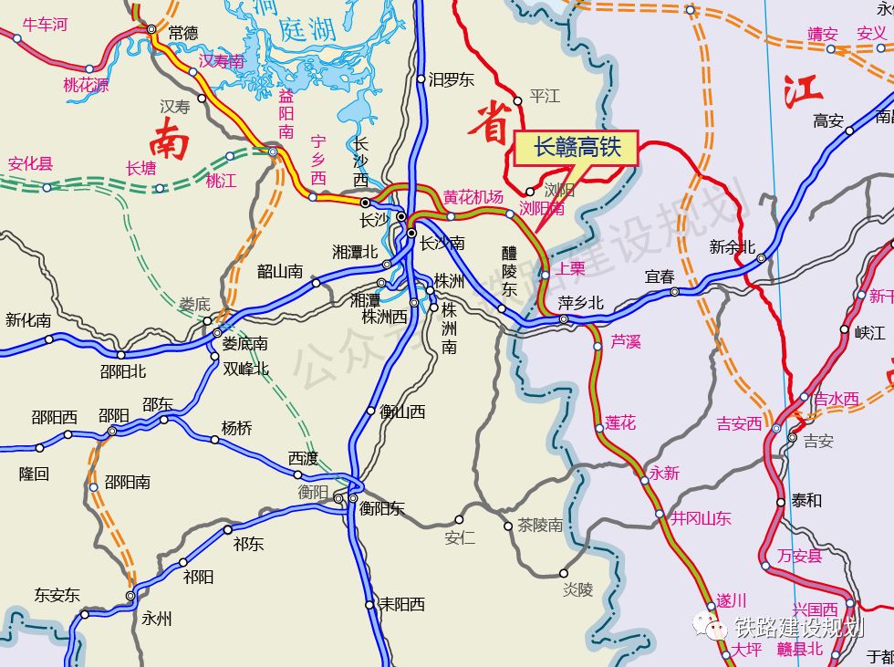 長贛高鐵湖南段線路走向示意圖▼