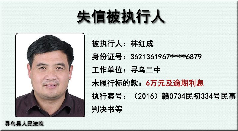 曝光寻乌县人民法院曝光一批公职人员失信黑名单