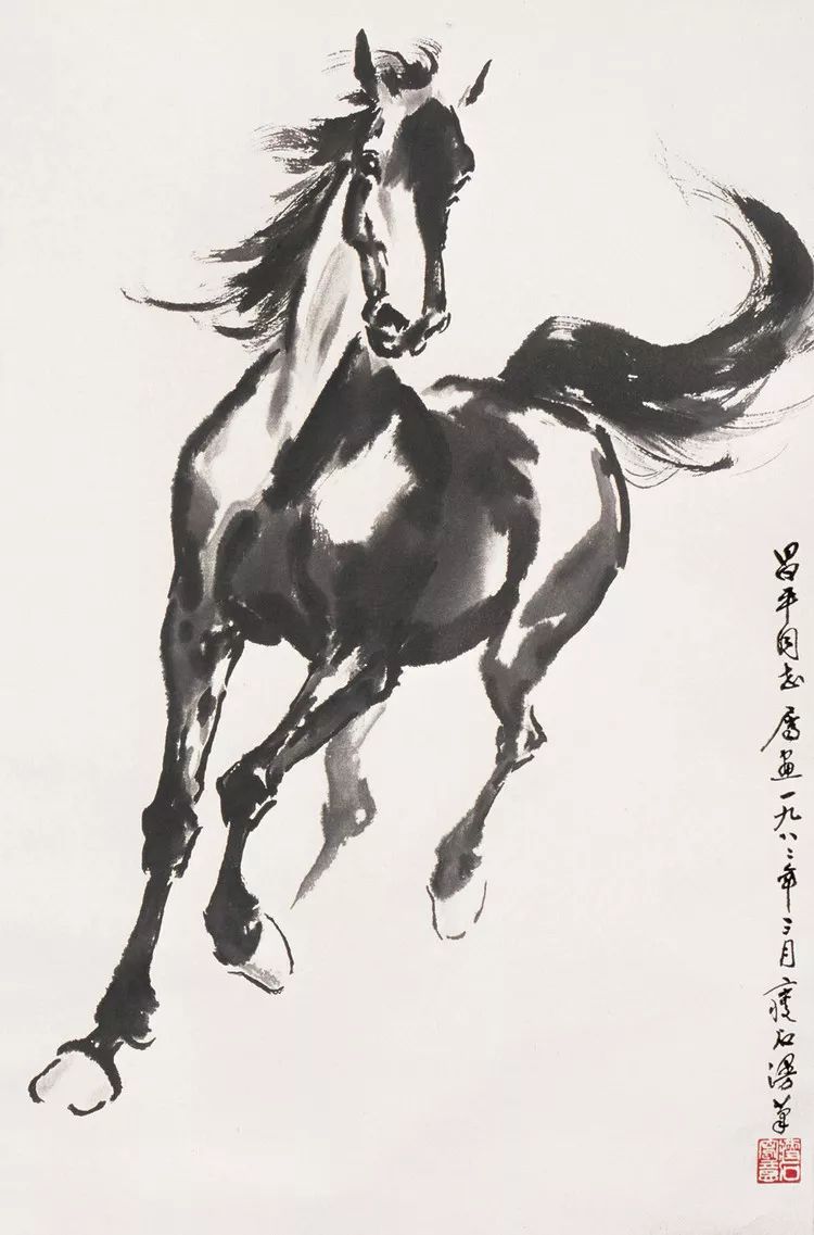 尹瘦石画奔马有气势