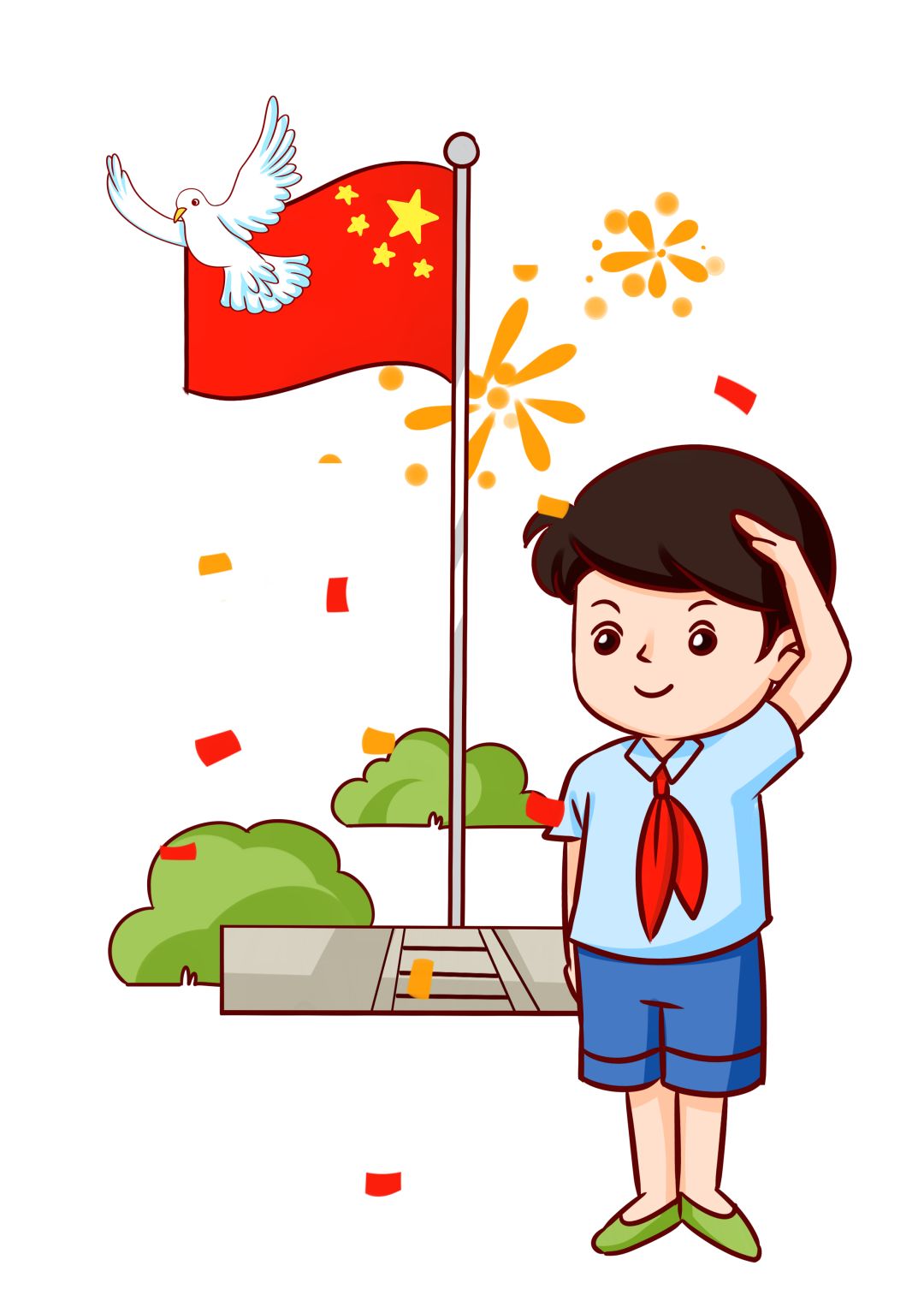 小学生升国旗图片卡通图片