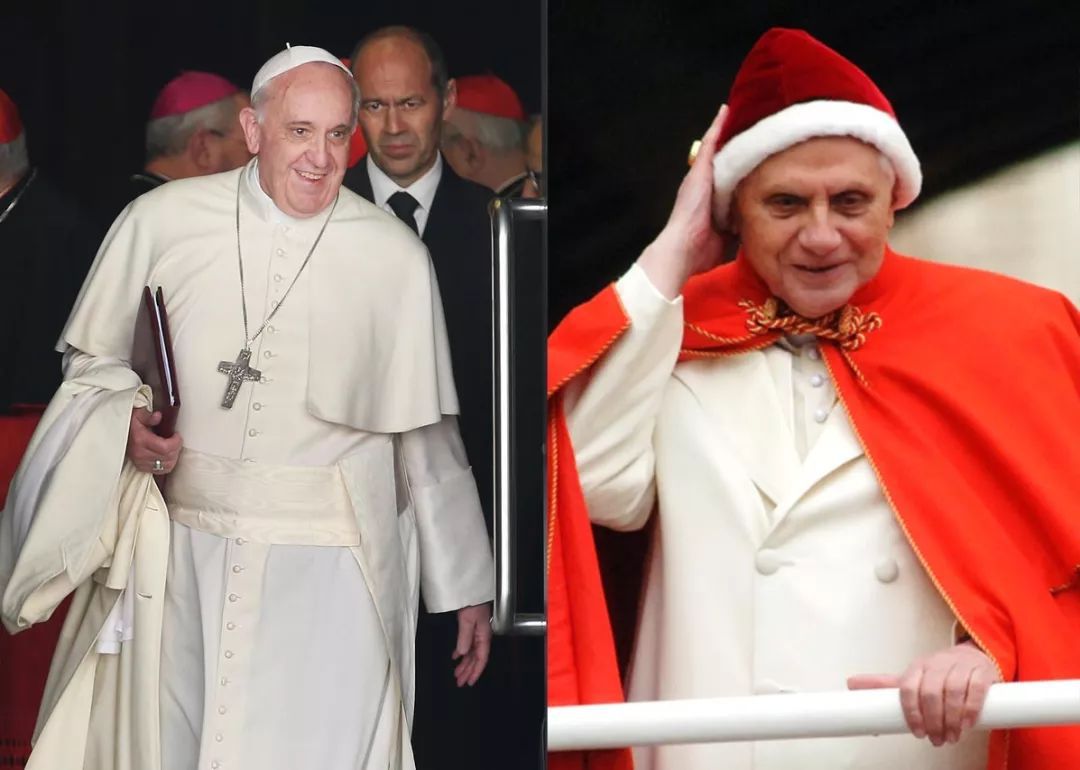 各位阶的主教祭服样式基本相同,但颜色各异,教皇的祭服为白色,枢机