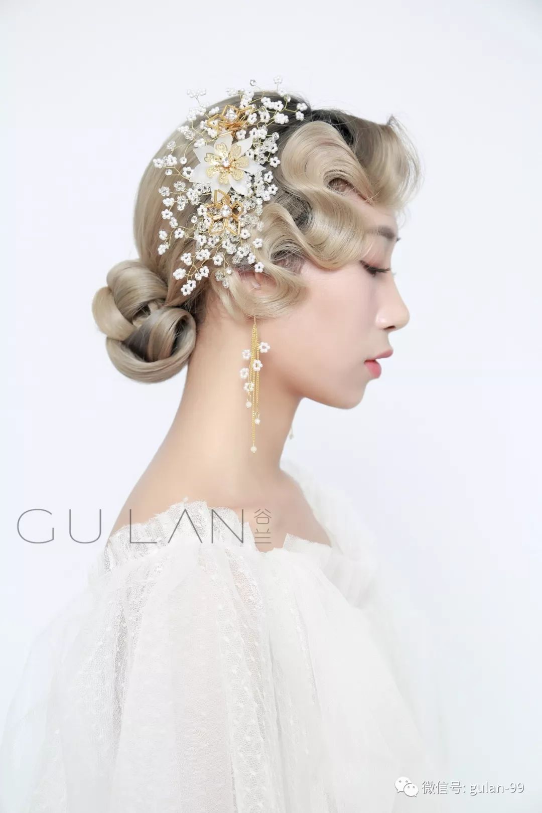 【谷兰】精致复古手推波低盘发造型