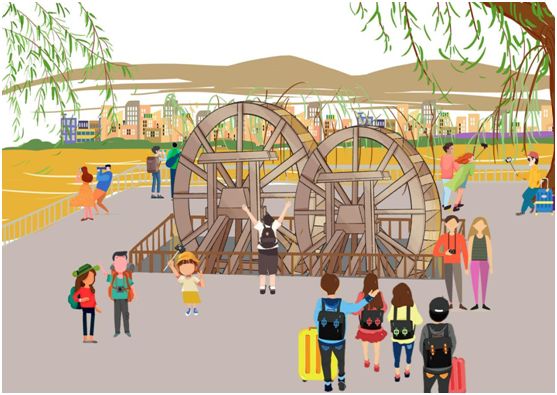 水车园//吱吱呀呀 水车缓缓光阴流转 身姿挺拔老水车静静地矗邻在