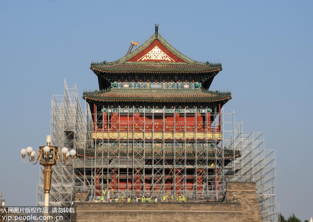 北京正阳门前门箭楼开始修缮维护