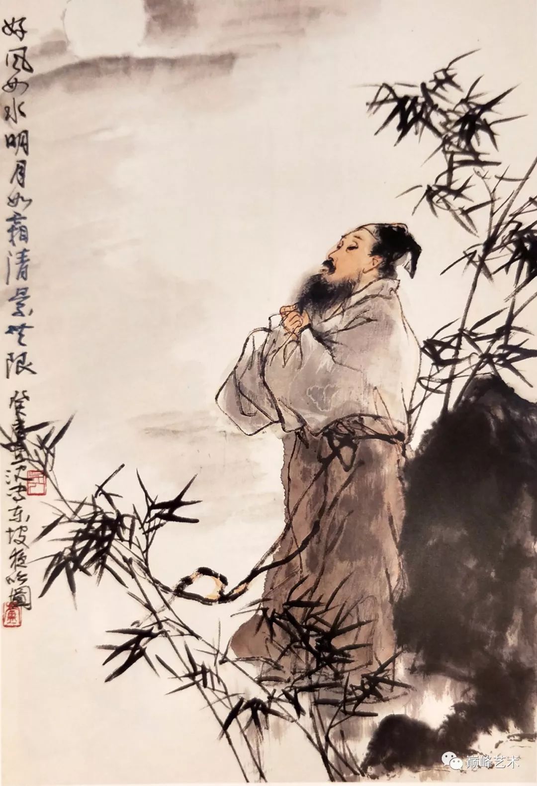 卢沉(1935-2004) 东坡夜吟图纸本镜心 1983年作款识:好风如水,明月