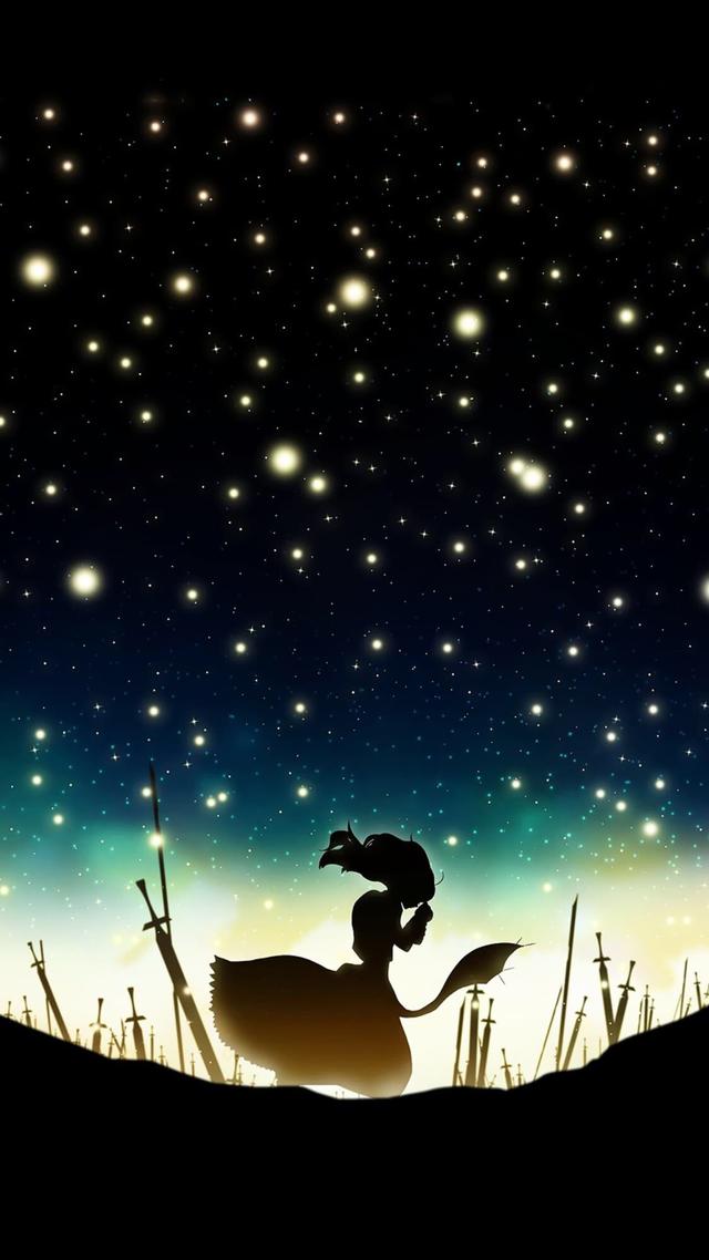 壁纸绚丽星空下的剪影