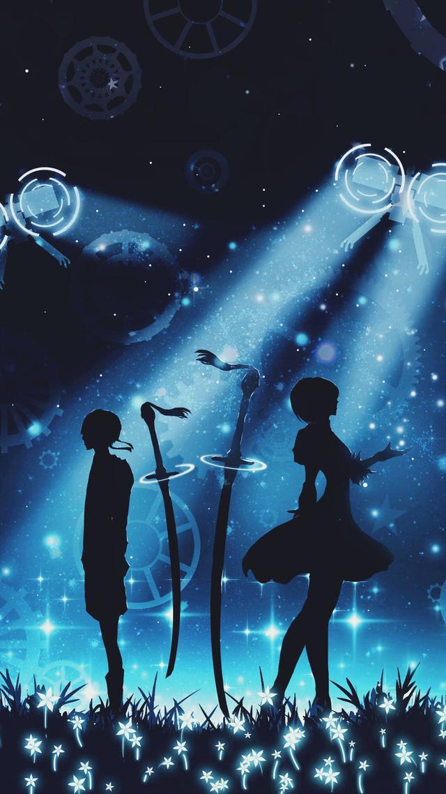 壁纸绚丽星空下的剪影