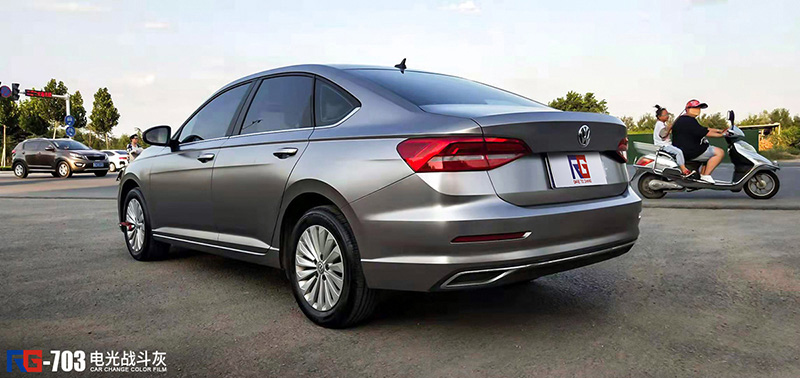 大众新朗逸车身改色电光战斗灰rg瑞集改色膜山东淄博加盟店出品