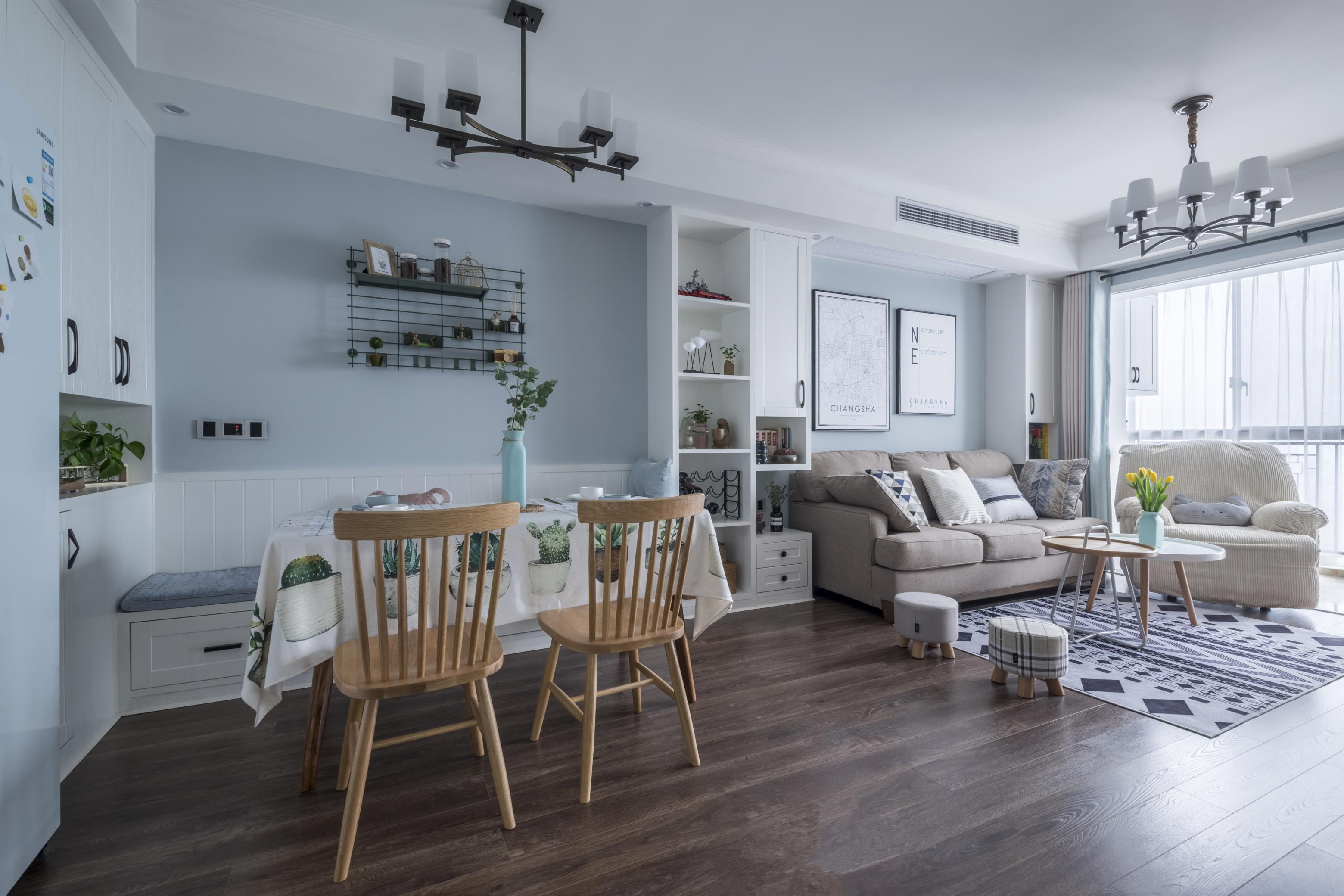 淮南新城悦府102㎡户型,三室两厅,北欧简约风效果.