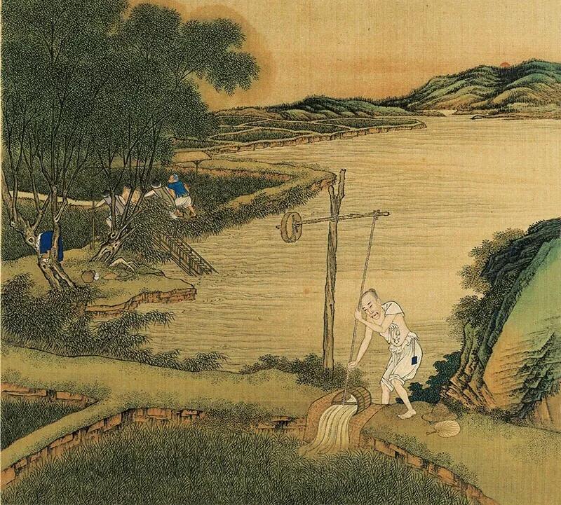 清《灌溉图》雍正耕织图册