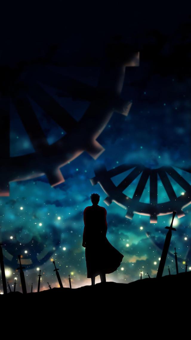 壁纸绚丽星空下的剪影
