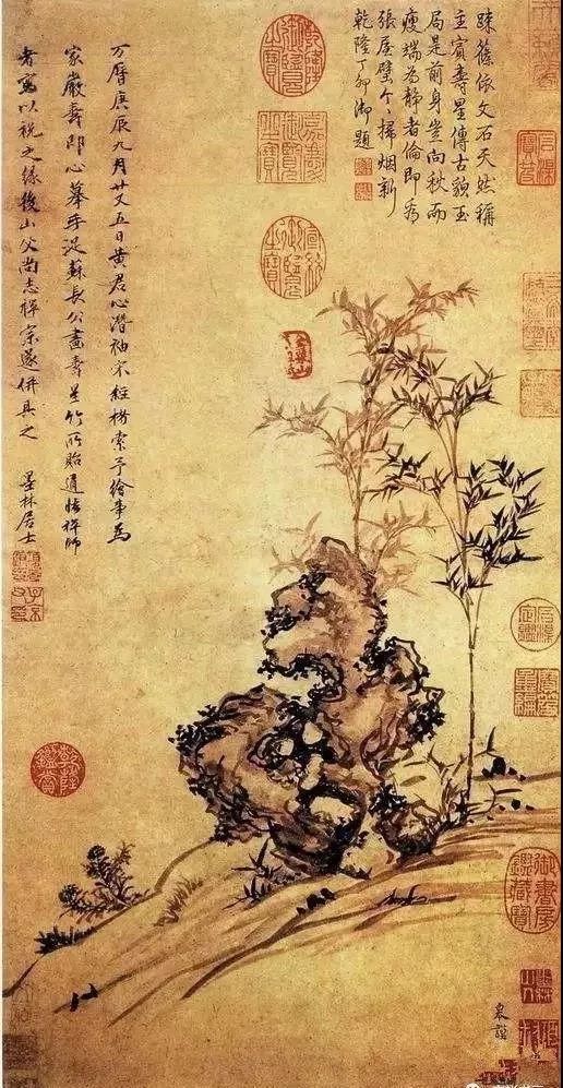 《潇湘竹石图》既有烟波浩渺潇湘味,亦有美景在烟雾朦胧中,意境悠远.