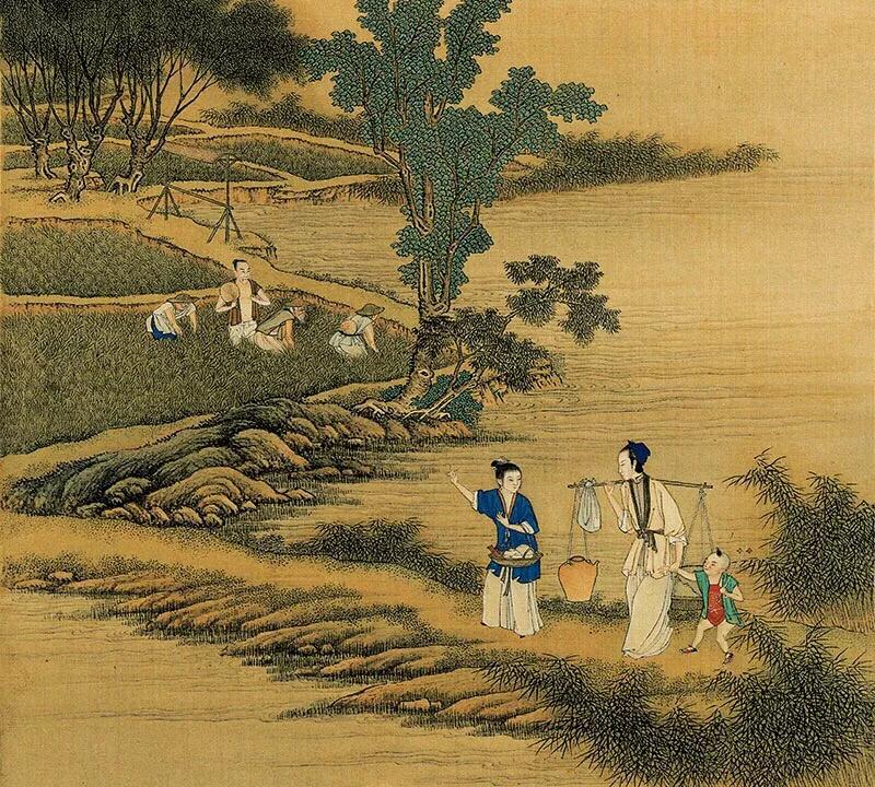 清《二耘图》雍正耕织图册