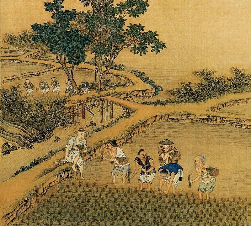 日出而作-元白釉黑彩农耕人物纹梅瓶图像赏析