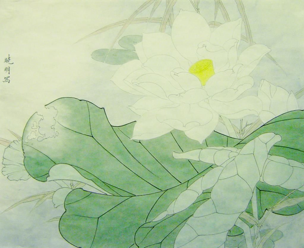 李晓明工笔画荷花蜜蜂设色步骤