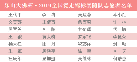 倒计时4天 | 乐山大佛杯·2019全国竞走锦标赛,随队志愿有你吗_名单