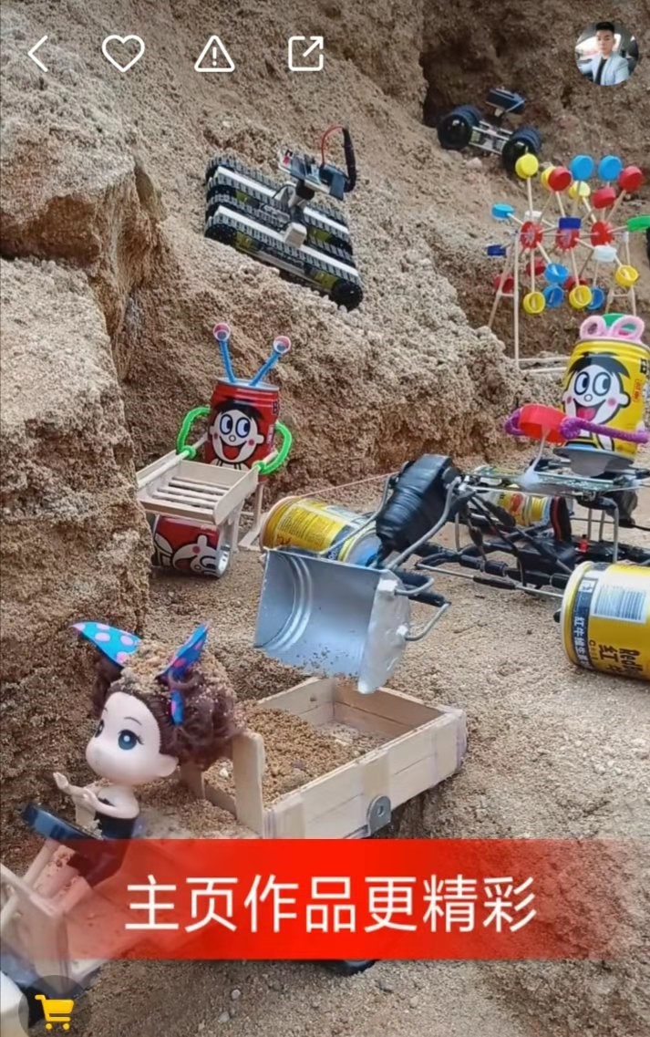 快手新匠人一边破坏玩具一边变废为宝