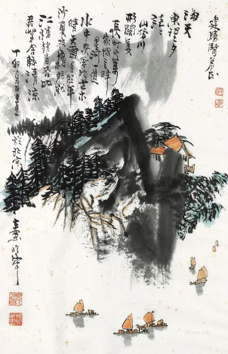著名画家秦岭云讲解山水画技法