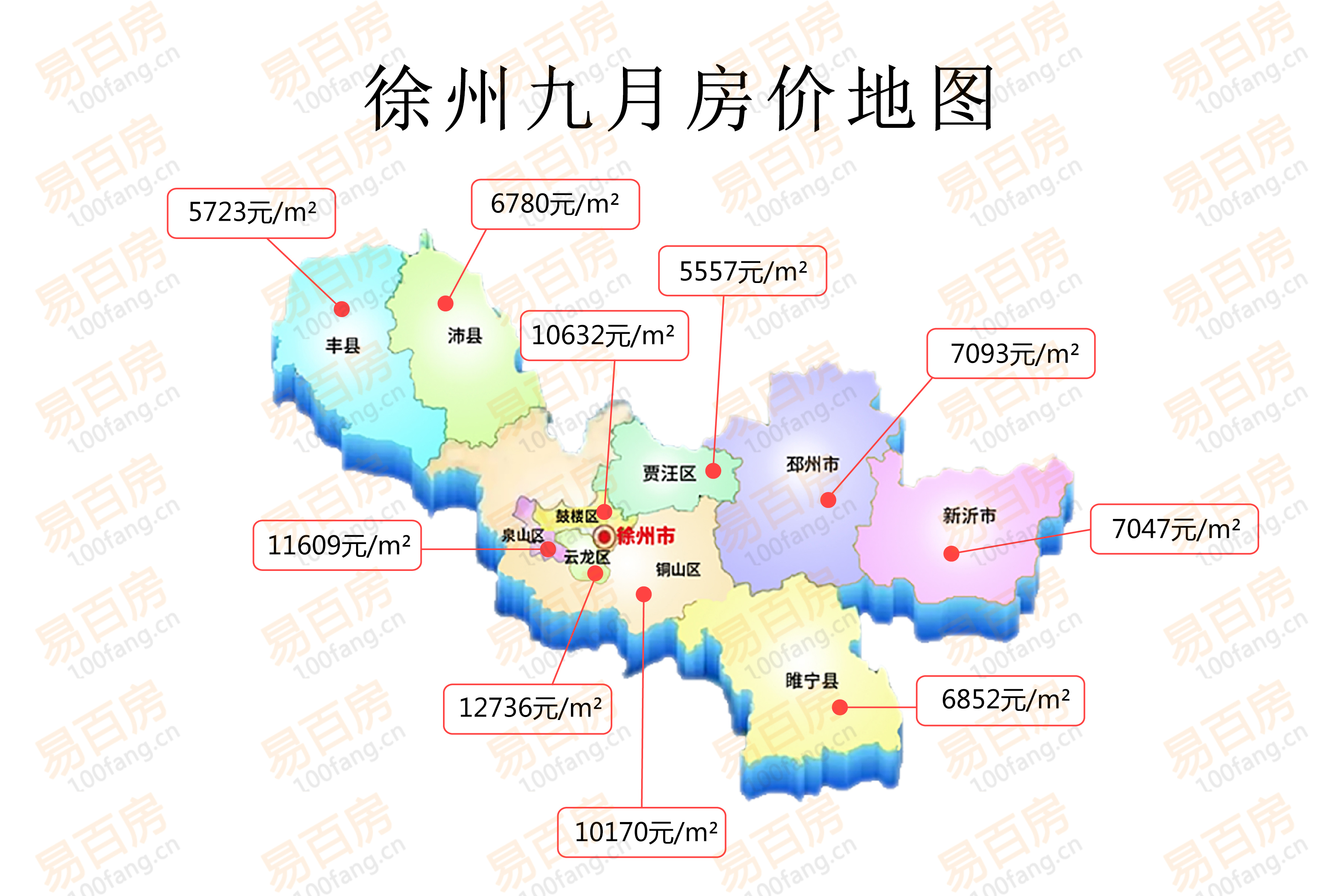 先来看一下徐州9月份二手房价地图你家的房子是不是变值钱了快来看看