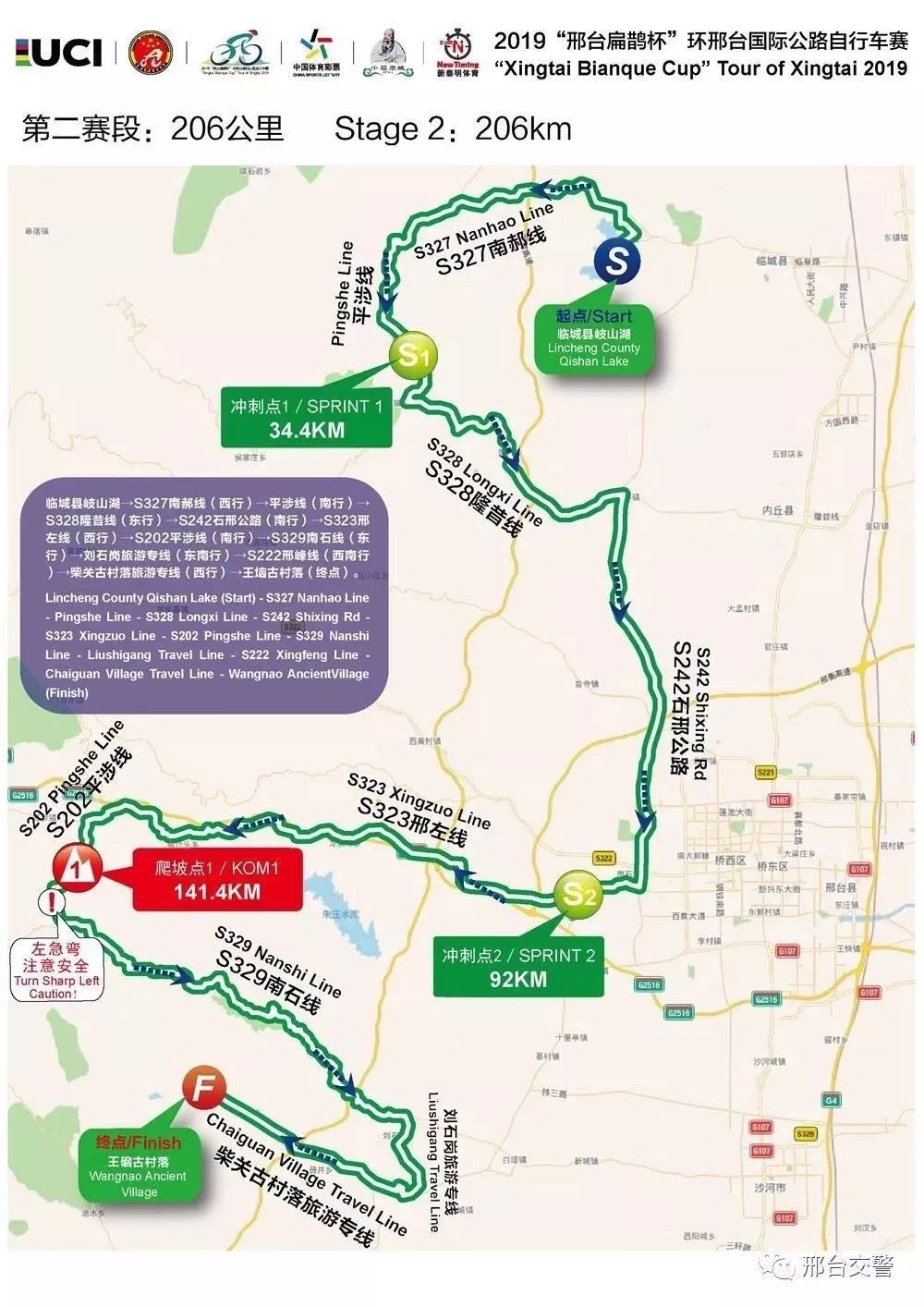 临城县岐山湖→s327南郝线→s202平涉线→s328隆昔线→s242石邢公路