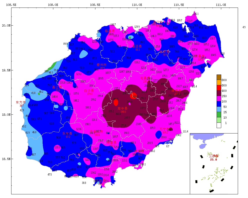 海南降水量分布图图片