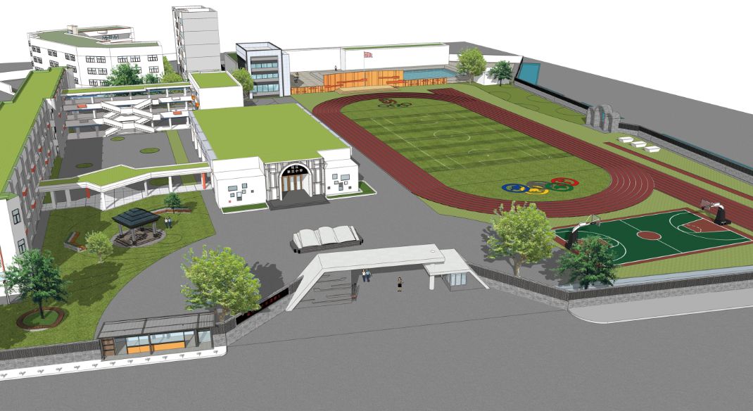 桂江三小改造效果图学校正门效果图体育馆设计图- 映月四小 -映月四小