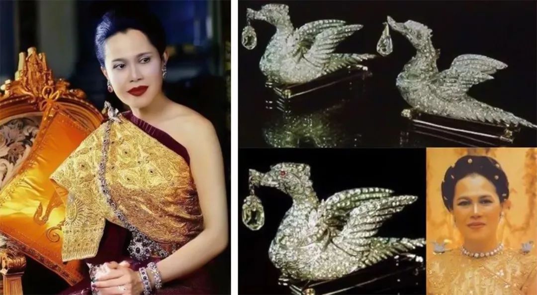 造型新颖别致,可单戴也可双戴,在诗丽吉王后搭配泰国传统服饰的造型中