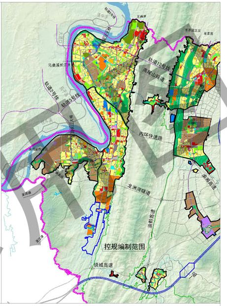 中央公园李家沱西彭部分地块调规涉及区域规划和地块类型