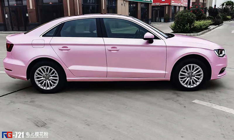 奥迪a3车身改色电光樱花粉rg瑞集改色膜河南南阳加盟店出品