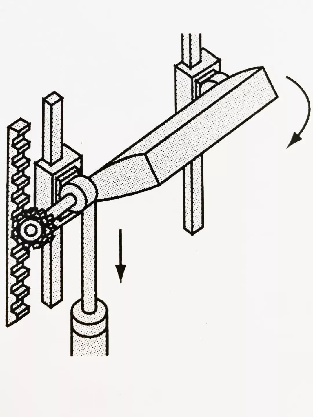 在气缸走到冲程末端时翻转箱正好旋转了180°,在翻转箱内部完成翻面的