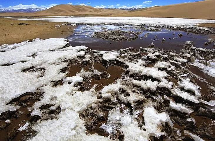 相当于一个巨大的固体储水库,一到夏天气温上升,冻土就会变成了沼泽地