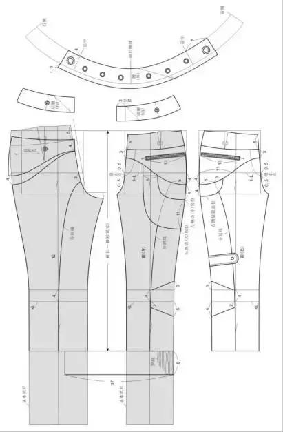 679種變化褲型的結構設計和圖紙參考_褲子