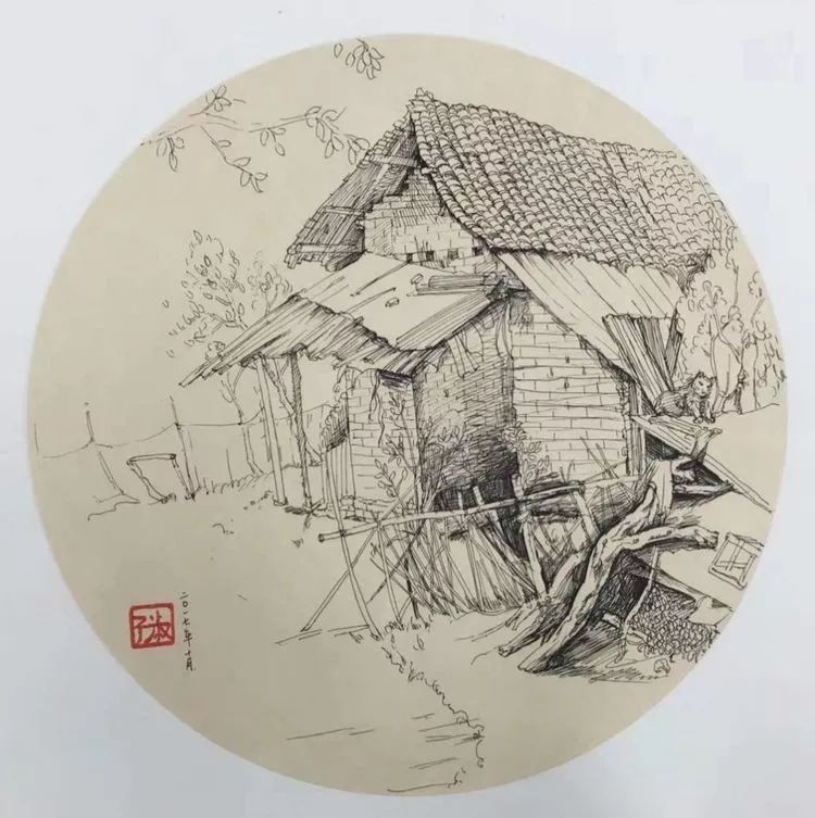 唐璇《老街坊》速写唐璇《旧时印象》国画唐璇《老街小景》油画覃仕春