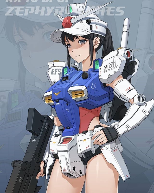 萌妹高达:出自韩国画师手中的高达少女,可爱妹子穿机甲!_jihoon