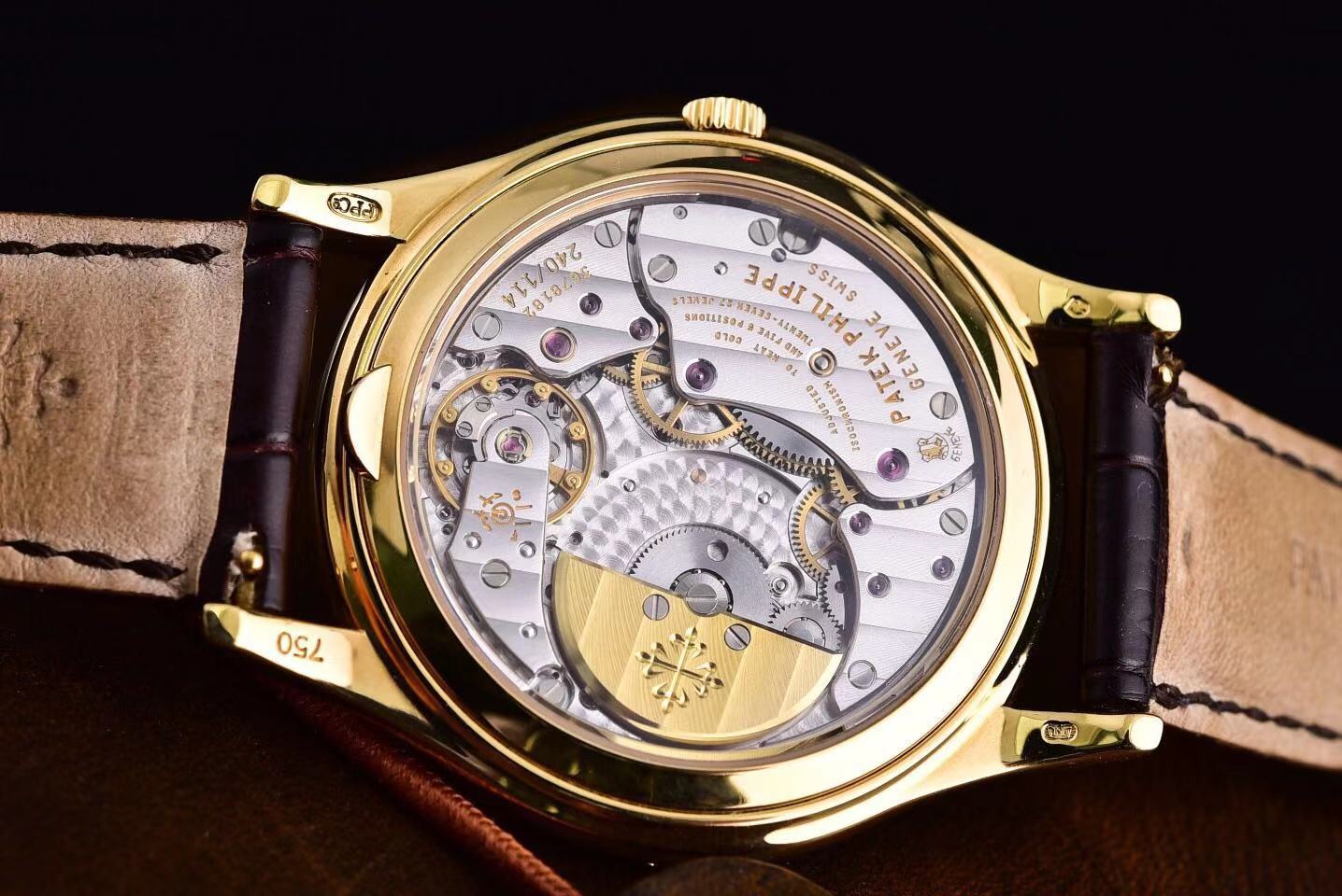 百达翡丽5140j 黄金 万年历 背透珍珠坨 自动机芯 二手大全套 37表径