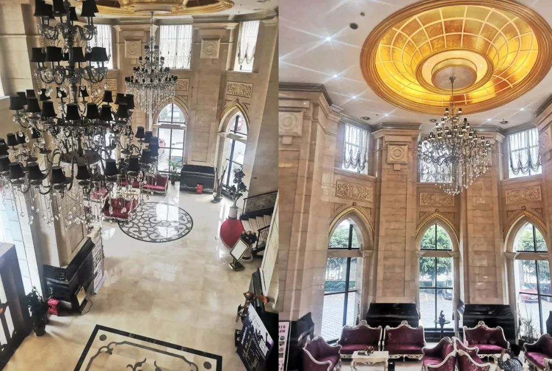 一走进美丽阳光芷兰会,就被超豪华的大厅给"闪"到了,大理石地面, 欧式