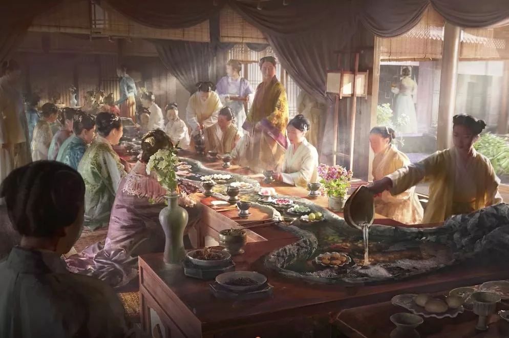 流水缓缓经过食客眼前则淋漓尽致地展现了这一古代的宴席形式而在曾经