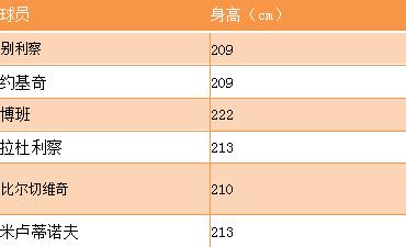 有多名nba级别的球员组成,身高也非常之高,别利察身高209cm,约基奇