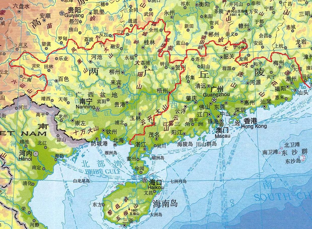 广西和广东地图清晰图片